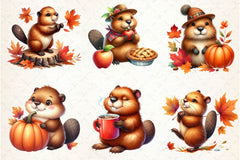 Autumn Cute Beaver Clipart Bundle 2 - CraftNest - Digital Crafting and Art