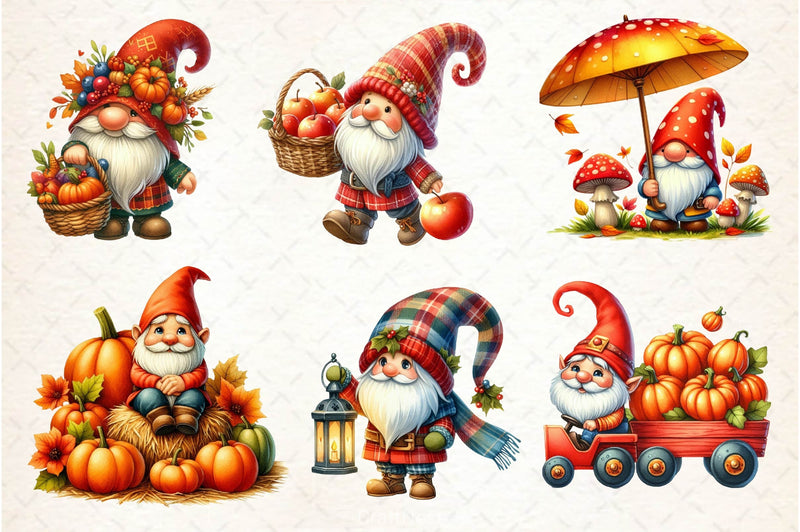Autumn Gnomes Clipart Bundle 3 - CraftNest - Digital Crafting and Art