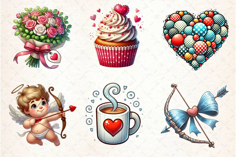 Retro Valentine Clipart Bundle 3 - CraftNest - Digital Crafting and Art