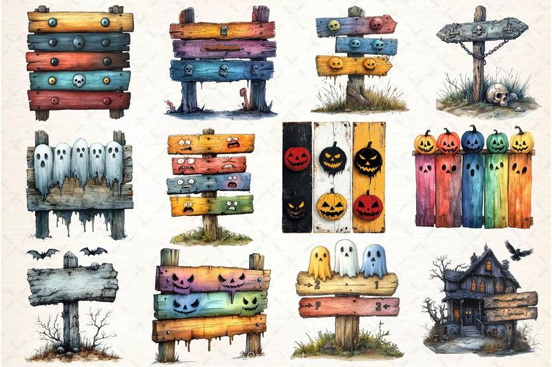 Haunted Signpost Clipart Bundle - CraftNest - Digital Crafting and Art