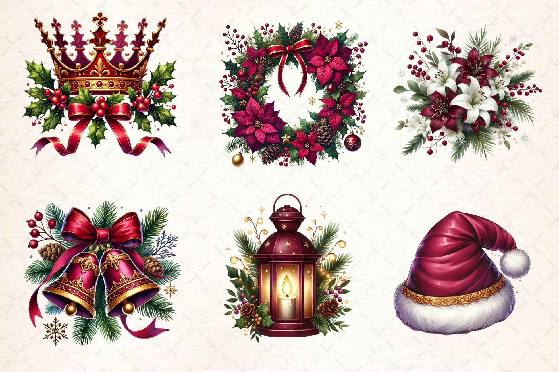 Burgundy Beauty & Holiday Clipart Bundle 2 - CraftNest - Digital Crafting and Art