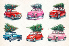 Christmas Car With Tree Clipart Bundle - CraftNest - Digital Crafting and Art
