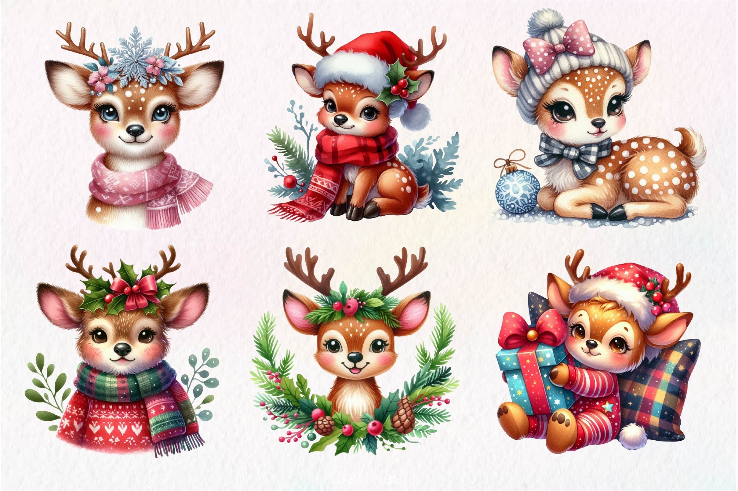 Christmas Cute Deer Clipart Bundle - CraftNest - Digital Crafting and Art