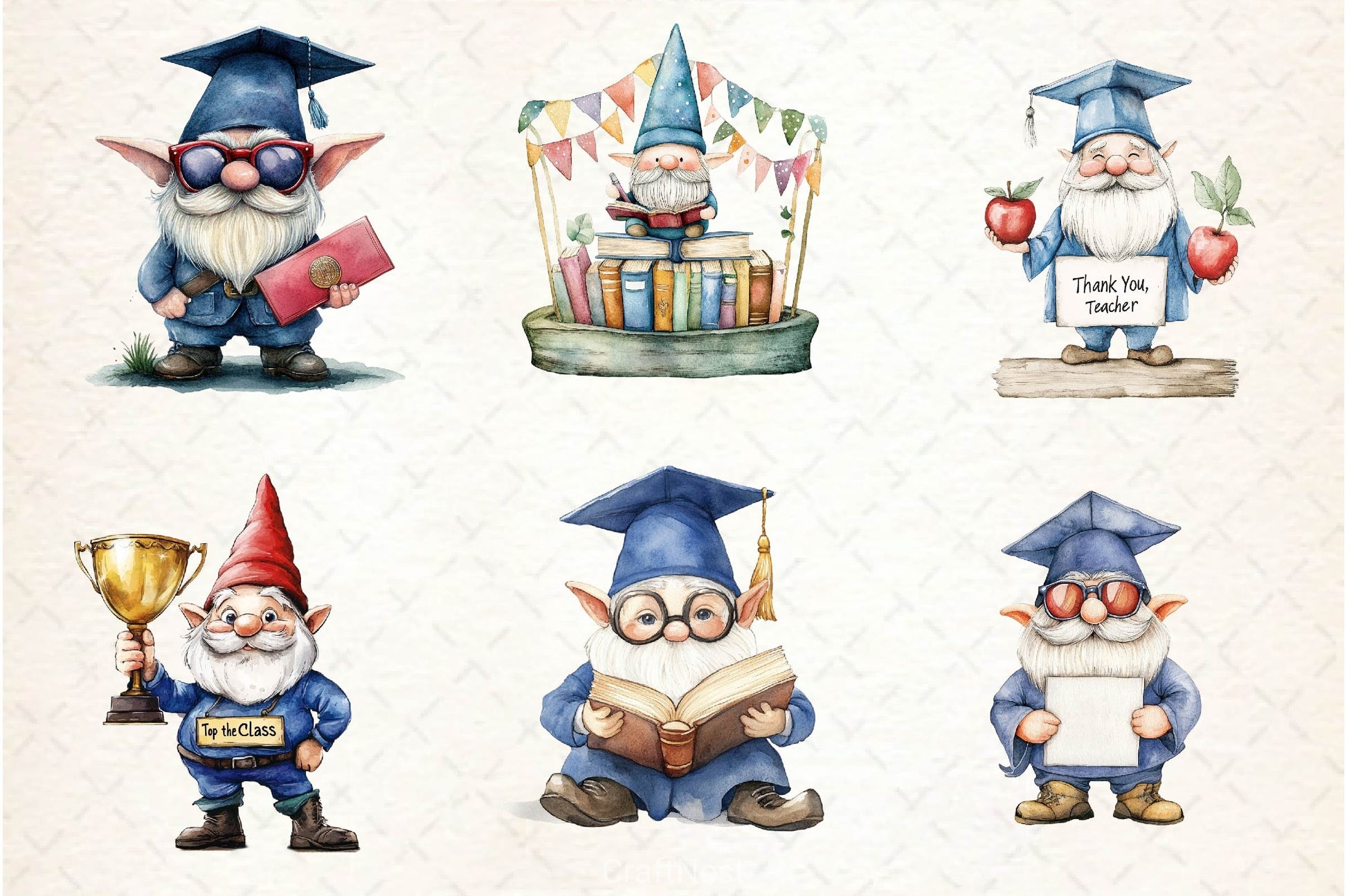 Graduation Gnome Clipart Bundle - CraftNest - Digital Crafting and Art