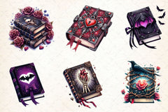 Gothic Valentine's Day Books Clipart Bundle 1 - CraftNest - Digital Crafting and Art