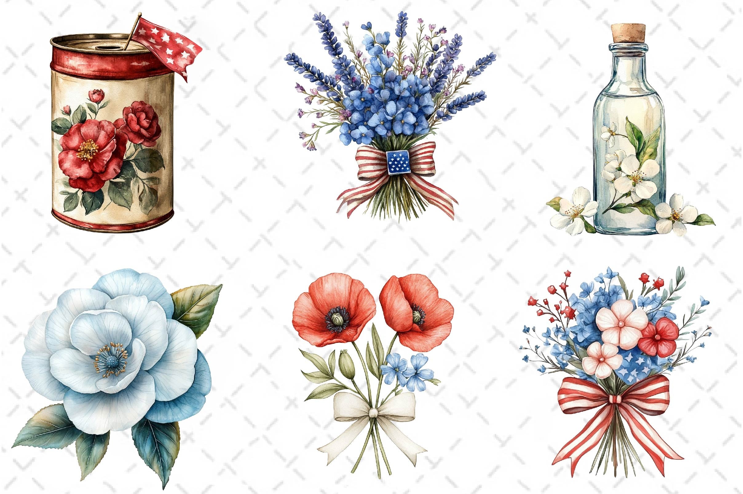 Patriotic Floral Clipart Bundle - CraftNest - Digital Crafting and Art