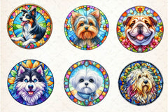 Round Stained Glass Dogs Clipart Bundle - CraftNest - Digital Crafting and Art