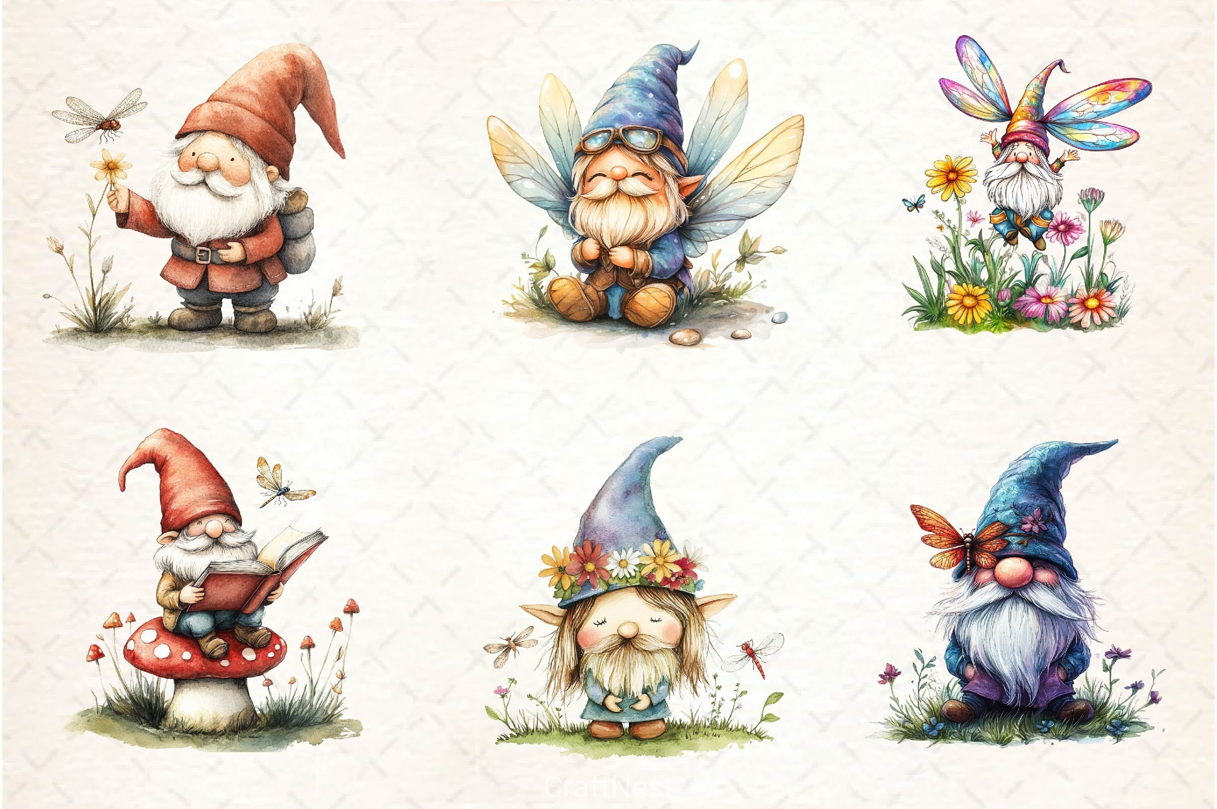Dragonfly Gnome Clipart Bundle - CraftNest - Digital Crafting and Art