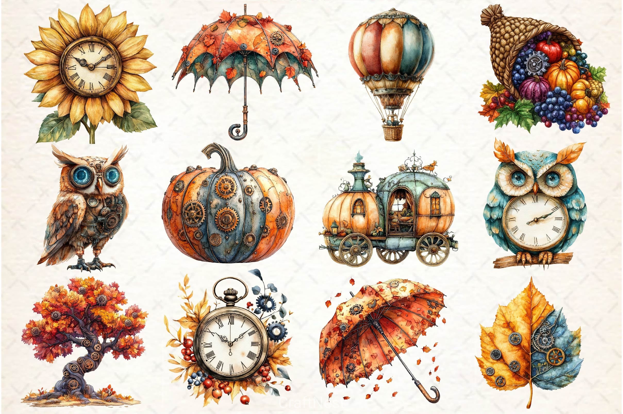 Steampunk Autumn Clipart Bundle 2 - CraftNest - Digital Crafting and Art