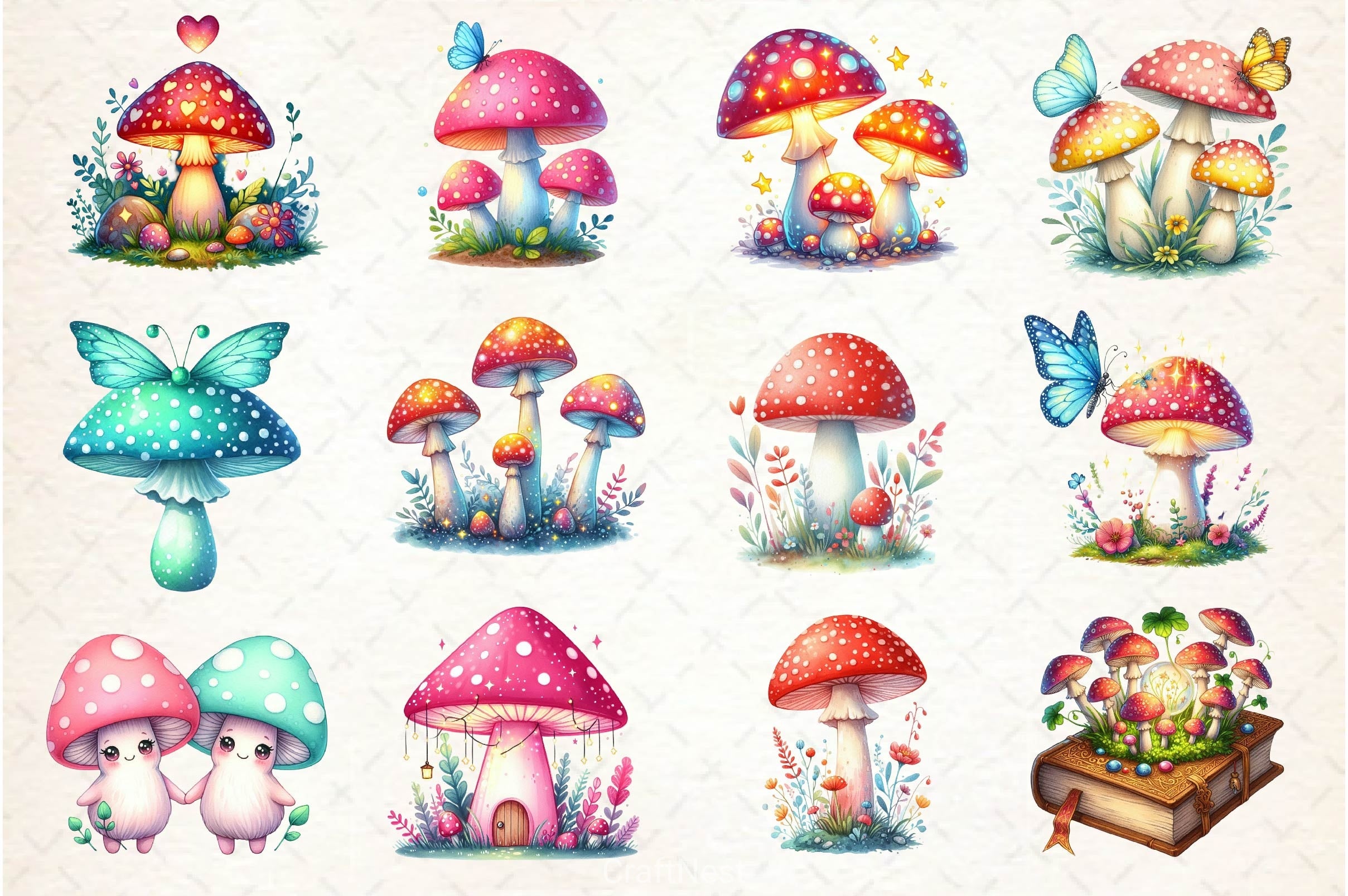Spring Magical Mushrooms Clipart Bundle 2 - CraftNest - Digital Crafting and Art