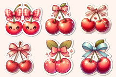 Kawaii Cherry With Bow Clipart Bundle - CraftNest - Digital Crafting and Art