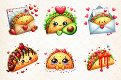 Valentine Tacos Clipart Bundle 4 - CraftNest - Digital Crafting and Art