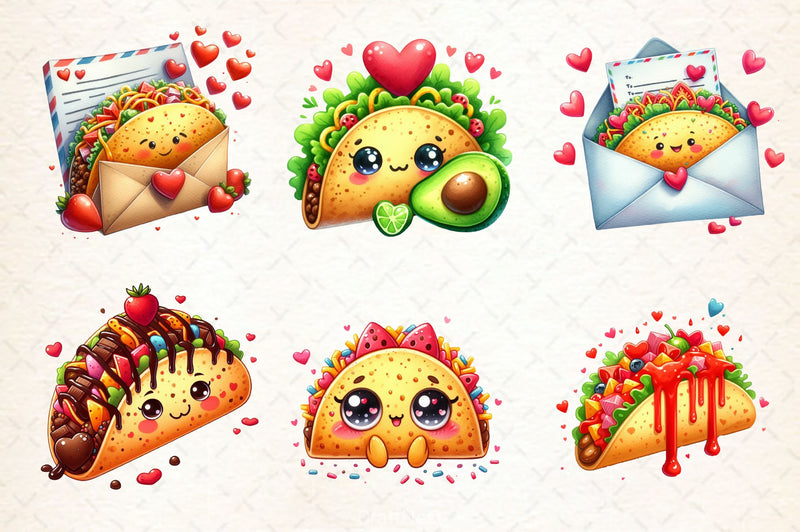Valentine Tacos Clipart Bundle 4 - CraftNest - Digital Crafting and Art