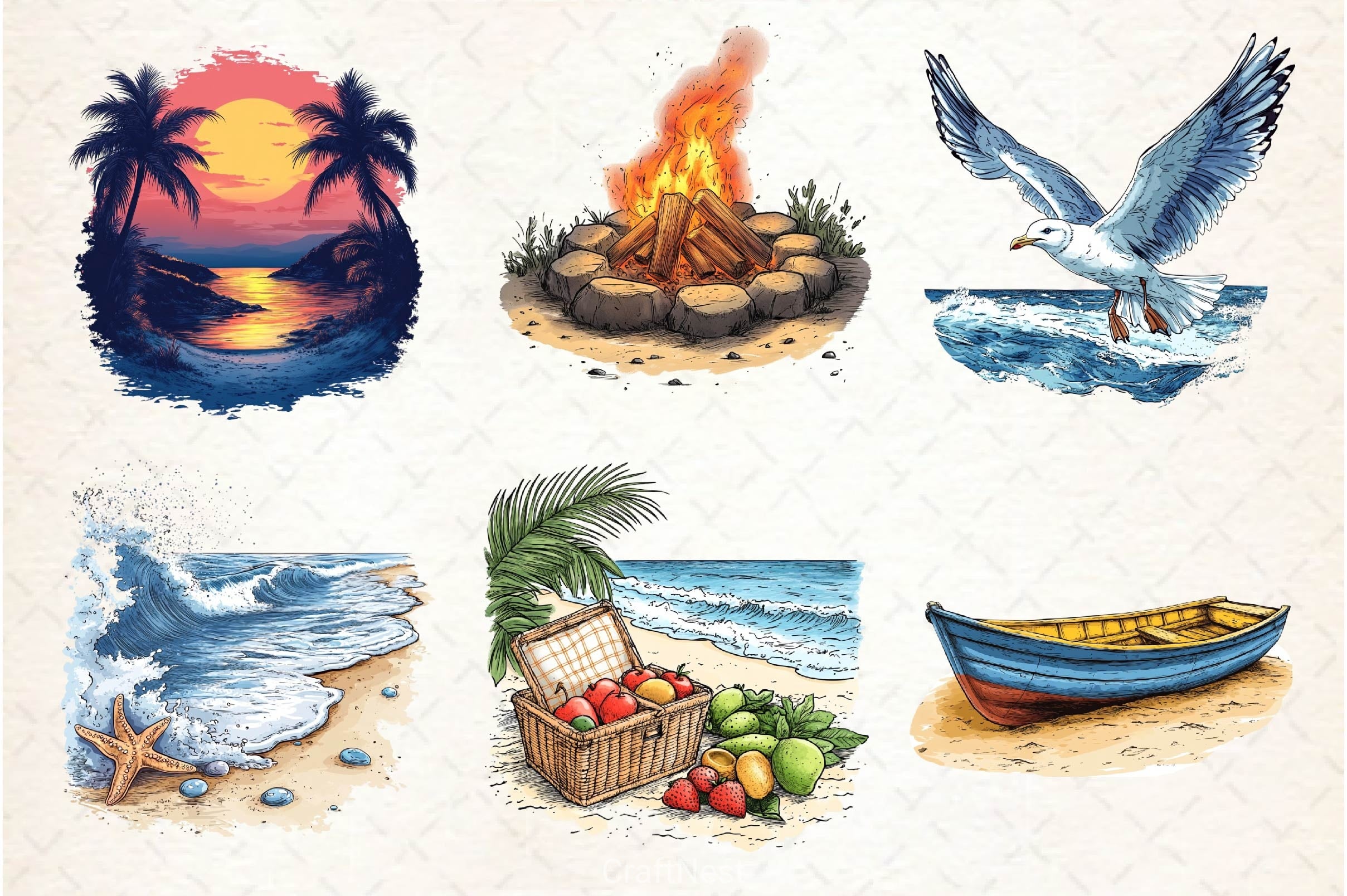 Coastal Clipart Bundle 6 - CraftNest - Digital Crafting and Art