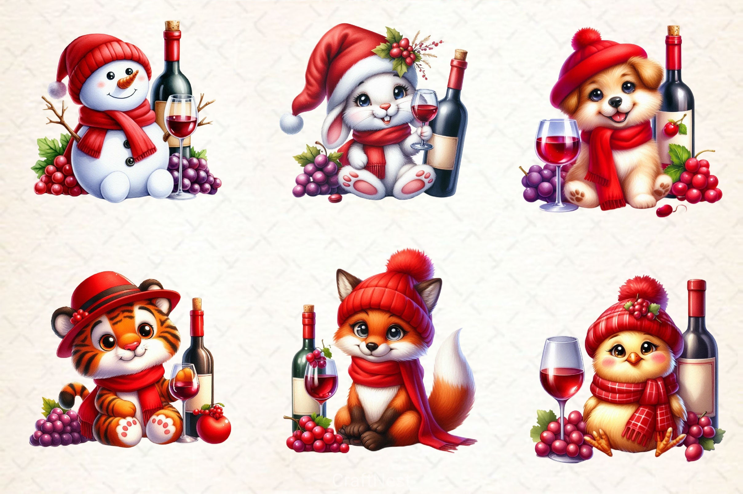 Wine Animals Clipart Bundle - CraftNest - Digital Crafting and Art