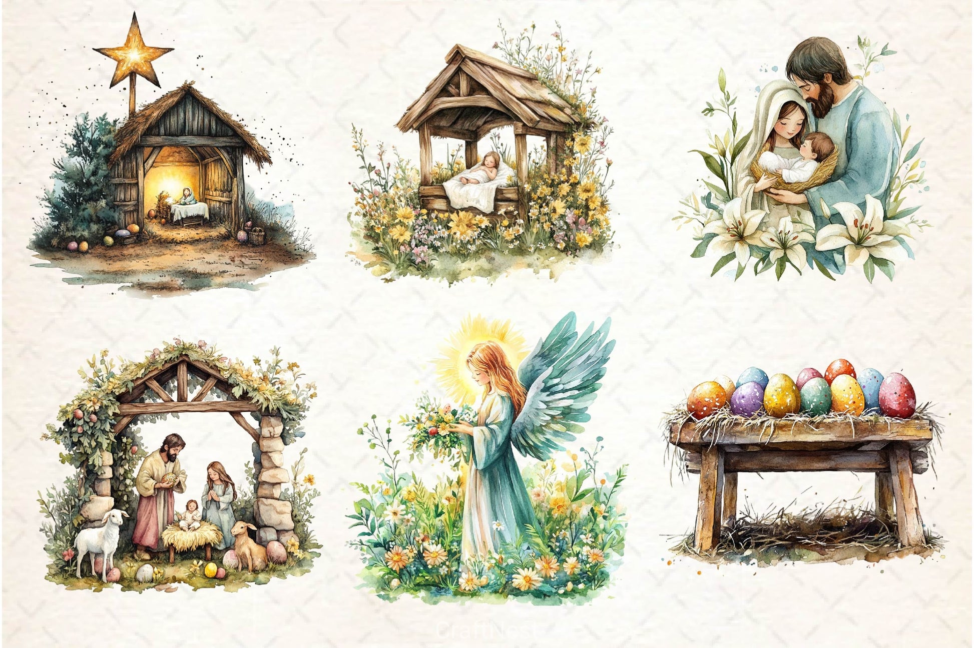 Easter Nativity Scene Clipart Bundle 2 - CraftNest - Digital Crafting and Art