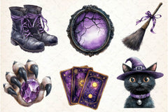 Black Purple Gothic Halloween Clipart Bundle - CraftNest - Digital Crafting and Art