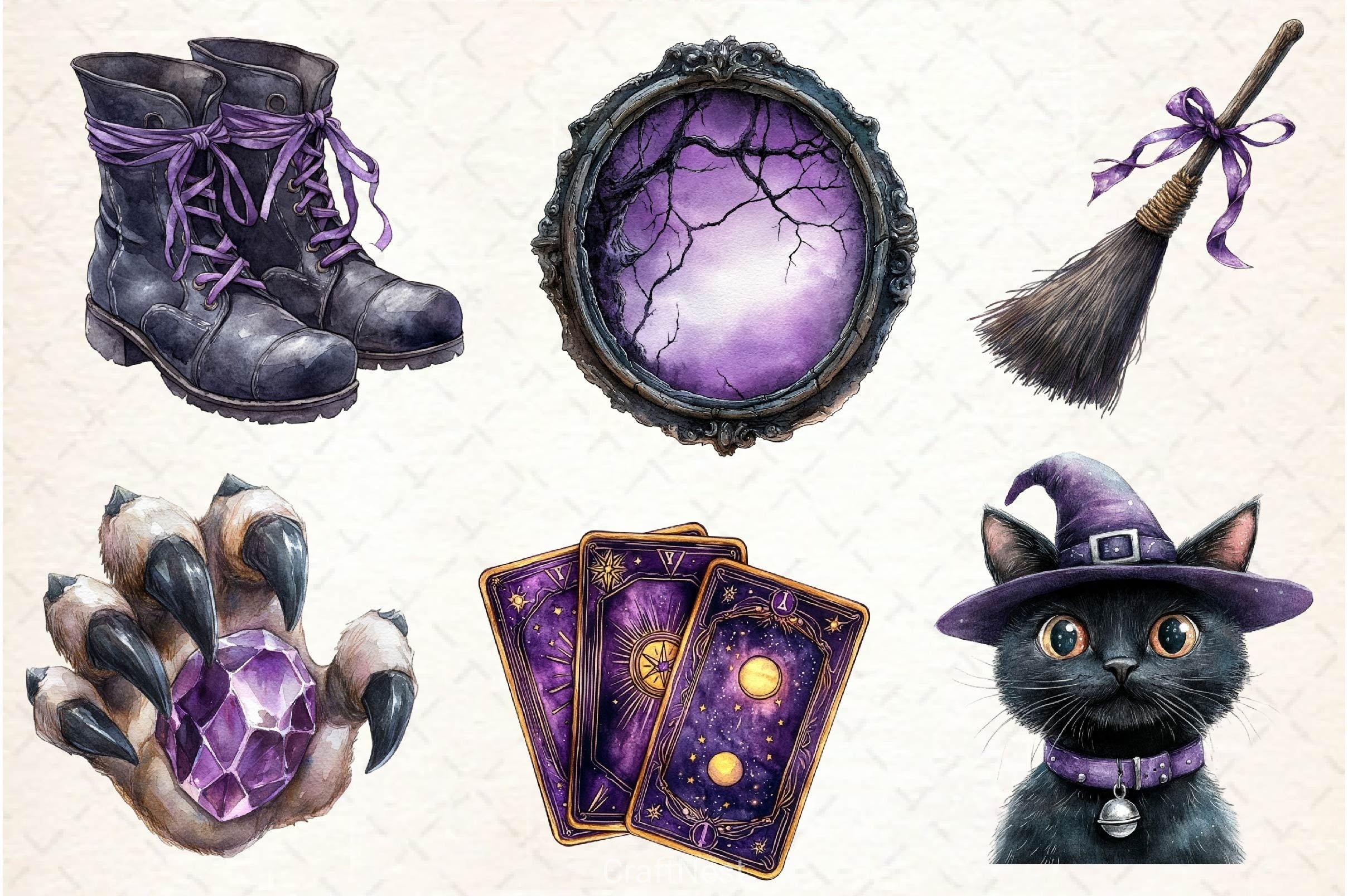 Black Purple Gothic Halloween Clipart Bundle - CraftNest - Digital Crafting and Art