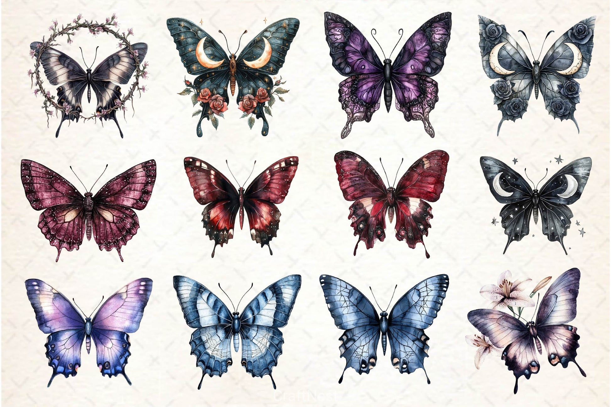 Gothic Spring Butterfly Clipart Bundle 2 - CraftNest - Digital Crafting and Art