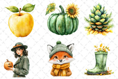 Yellow & Green Autumn Clipart Bundle - CraftNest - Digital Crafting and Art