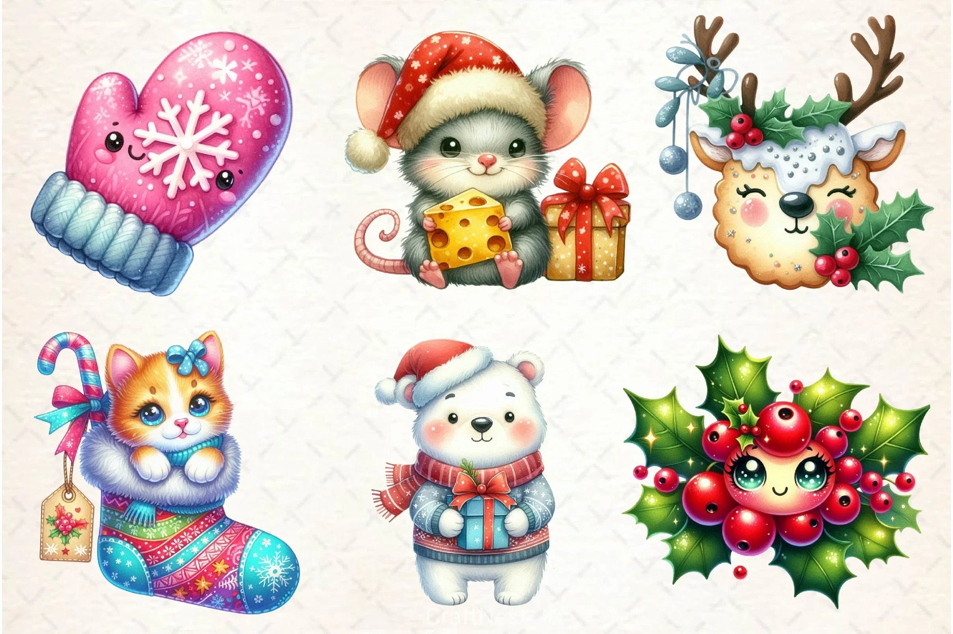 Cute Sweet Christmas Clipart Bundle - CraftNest - Digital Crafting and Art