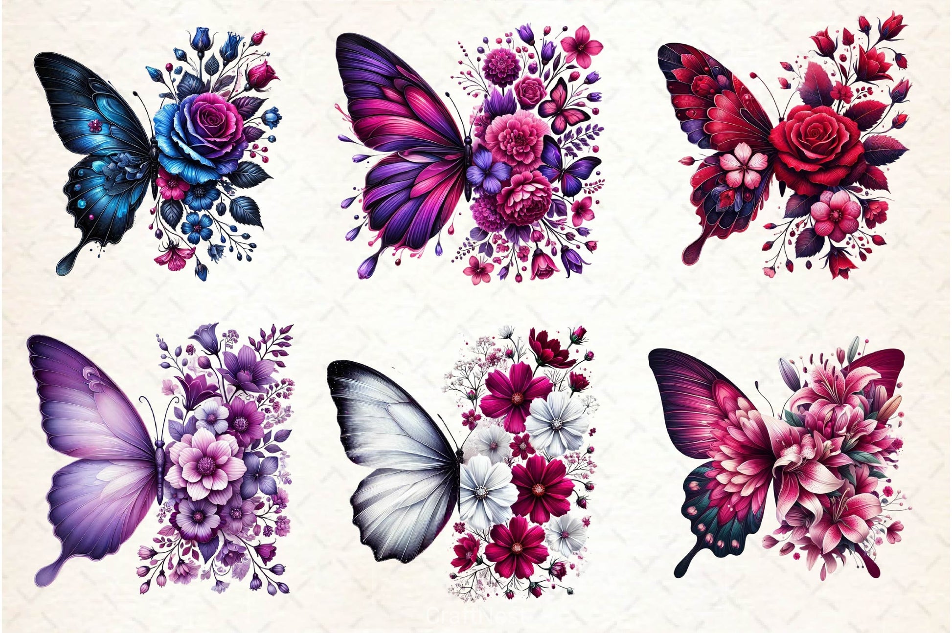 Butterfly Flowers Clipart Bundle 27 - CraftNest - Digital Crafting and Art