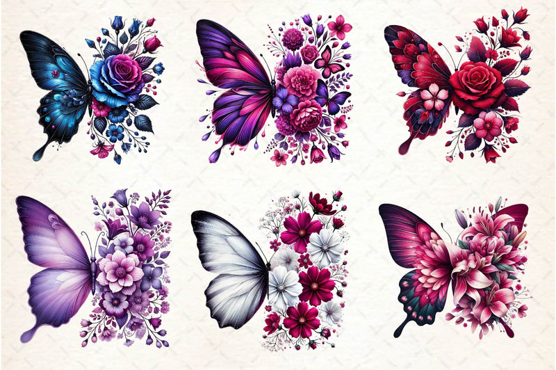 Butterfly Flowers Clipart Bundle 27 - CraftNest - Digital Crafting and Art