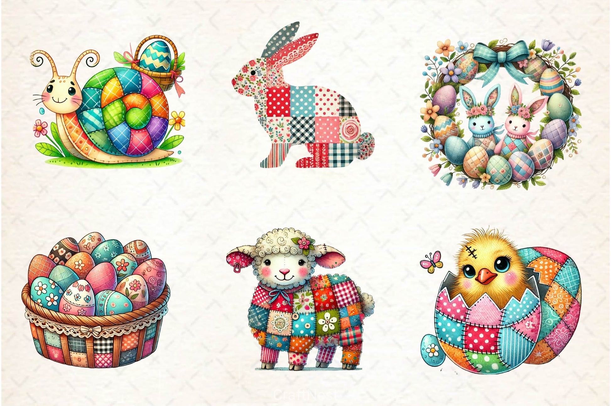 Patchwork Easter Clipart Bundle 4 - CraftNest - Digital Crafting and Art