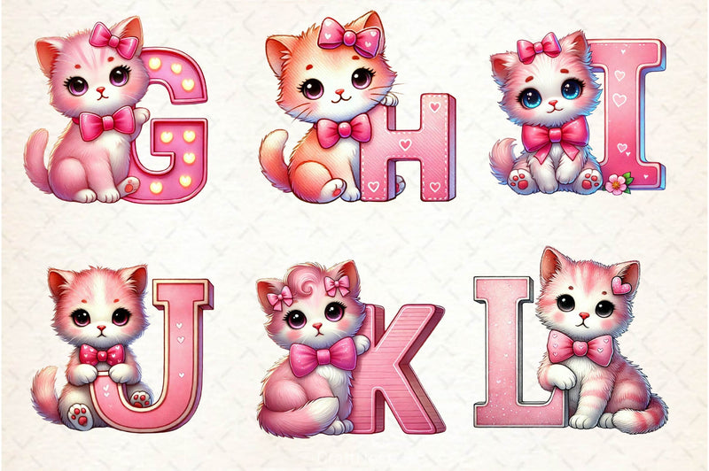 Valentine Cats Alphabet Clipart Bundle - CraftNest - Digital Crafting and Art