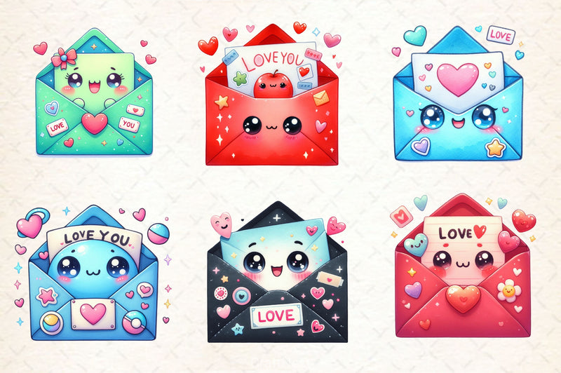 Kawaii Valentine Envelope Clipart Bundle 2 - CraftNest - Digital Crafting and Art