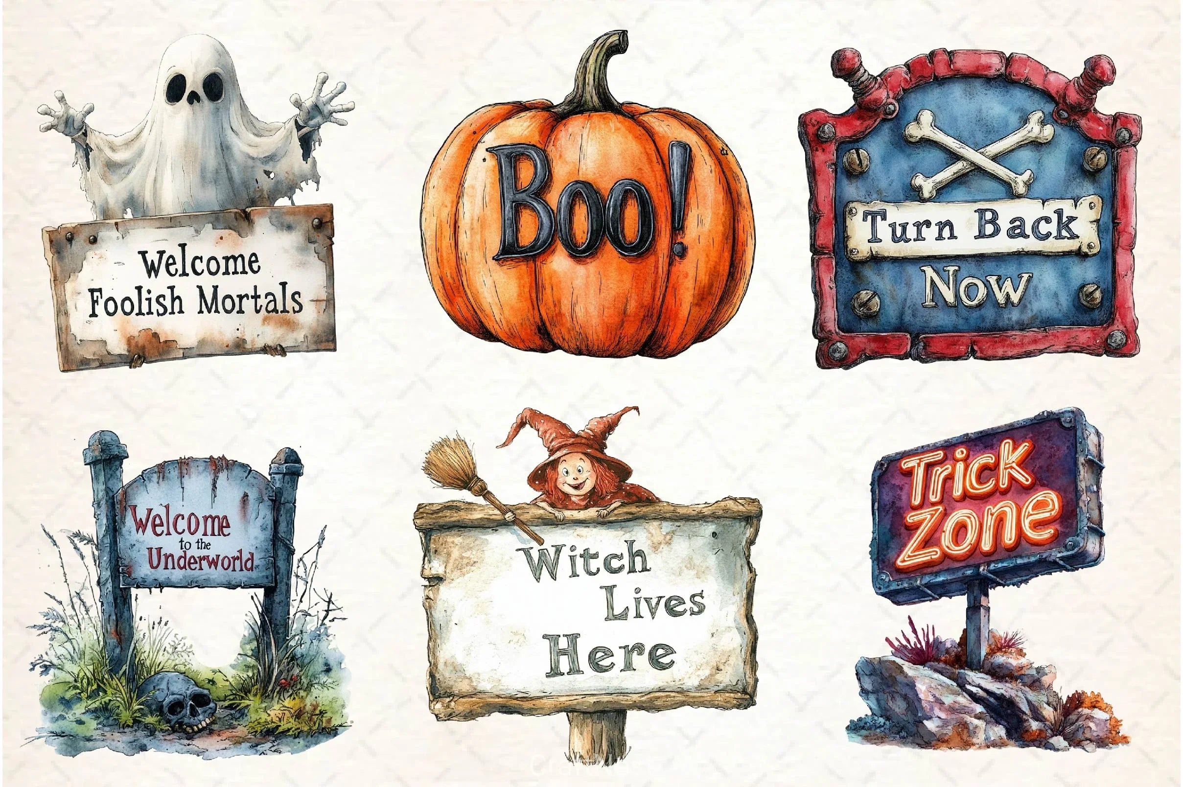 Halloween Spooky Signs Clipart Bundle - CraftNest - Digital Crafting and Art
