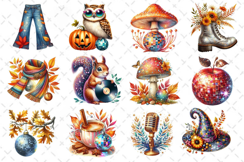 Disco Autumn Clipart Bundle 3 - CraftNest - Digital Crafting and Art