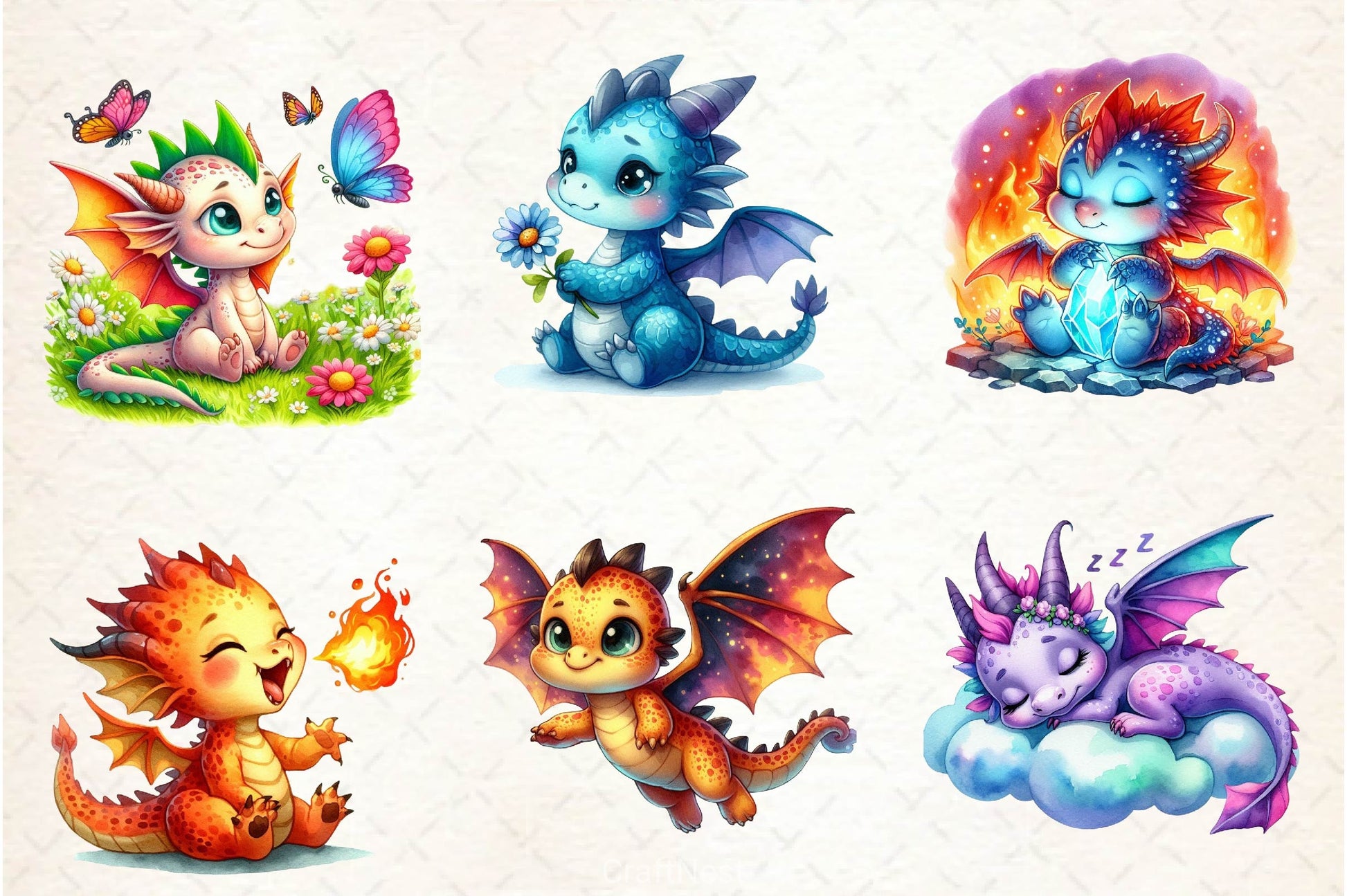 Baby Dragon Clipart Bundle 3 - CraftNest - Digital Crafting and Art