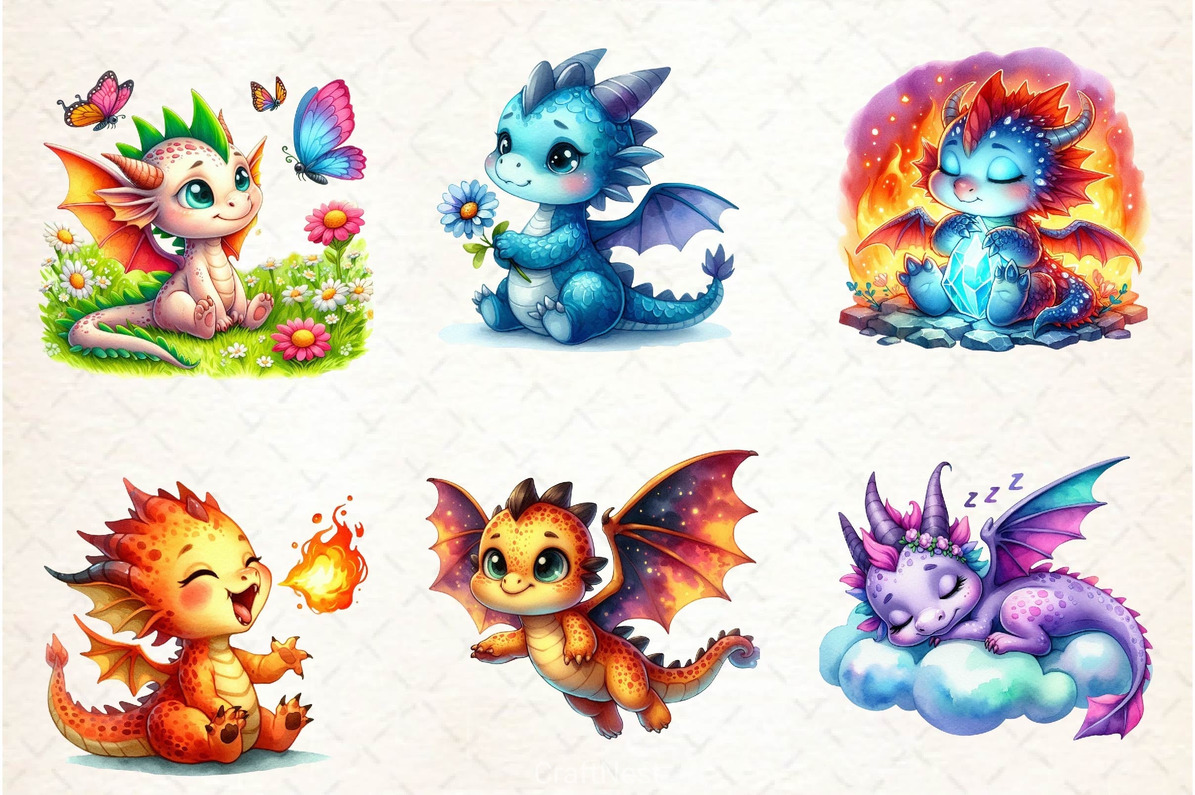 Baby Dragon Clipart Bundle 3 - CraftNest - Digital Crafting and Art