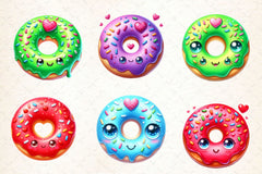Kawaii Cute Donut Clipart Bundle 2 - CraftNest - Digital Crafting and Art