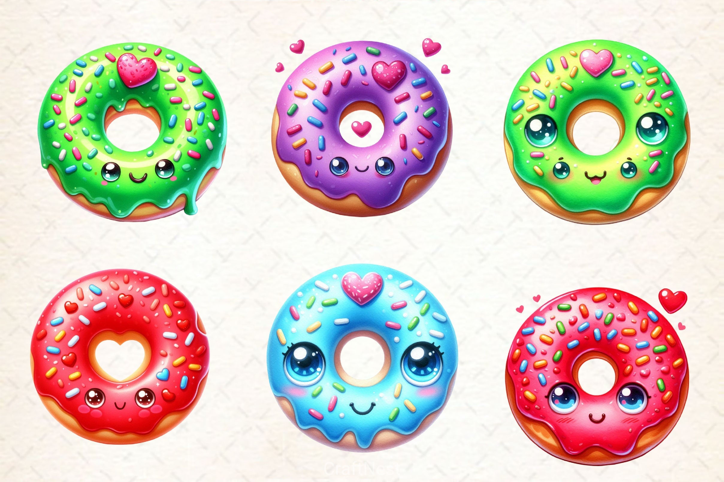 Kawaii Cute Donut Clipart Bundle 2 - CraftNest - Digital Crafting and Art