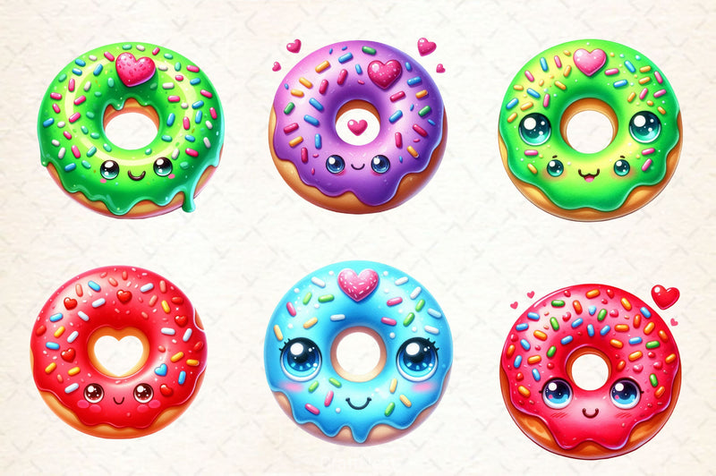 Kawaii Cute Donut Clipart Bundle 2 - CraftNest - Digital Crafting and Art