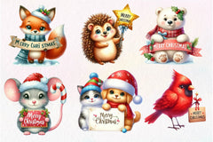 Merry Christmas Animals Clipart Bundle - CraftNest - Digital Crafting and Art