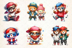 Hip Hop Teddy Bear Couple Clipart Bundle - CraftNest - Digital Crafting and Art