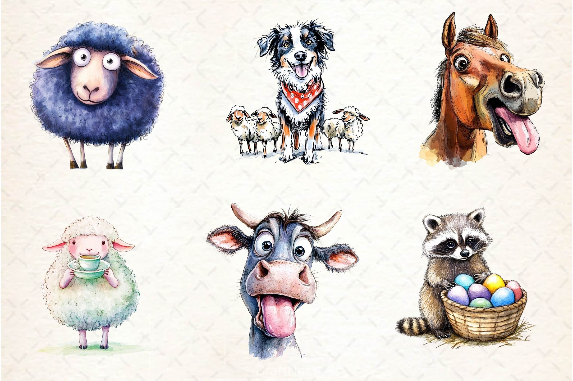 Quirky Funny Farm Animal Clipart Bundle - CraftNest - Digital Crafting and Art