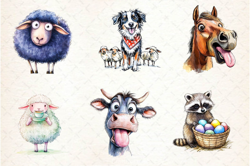 Quirky Funny Farm Animal Clipart Bundle - CraftNest - Digital Crafting and Art