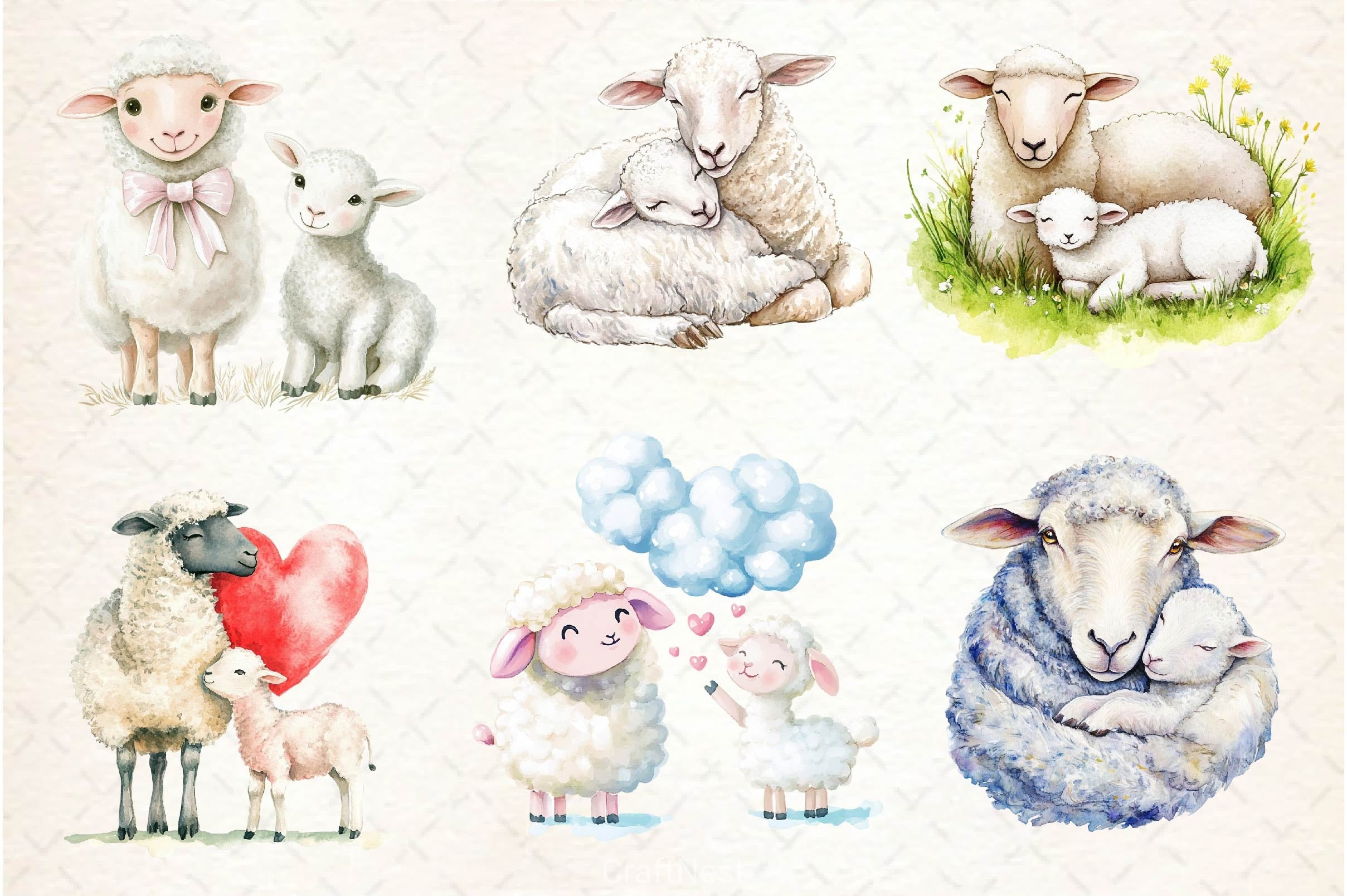 Lamb Ewe Love Clipart Bundle 2 - CraftNest - Digital Crafting and Art