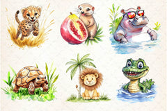 Cute Summer Safari Animals Clipart Bundle 2 - CraftNest - Digital Crafting and Art