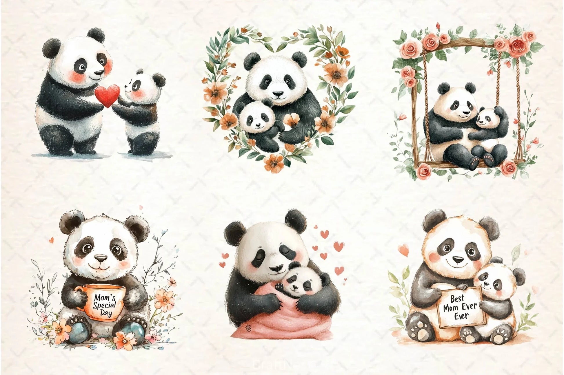 Mother's Day Panda Clipart Bundle - CraftNest - Digital Crafting and Art