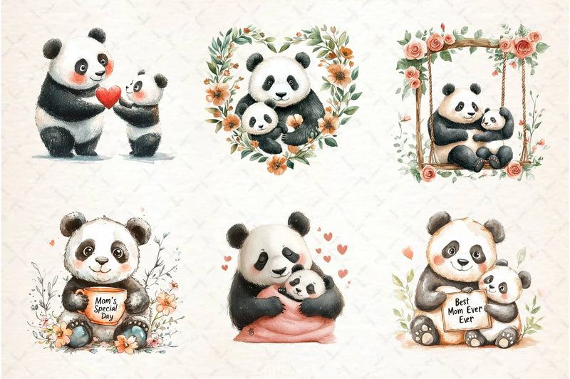 Mother's Day Panda Clipart Bundle - CraftNest - Digital Crafting and Art
