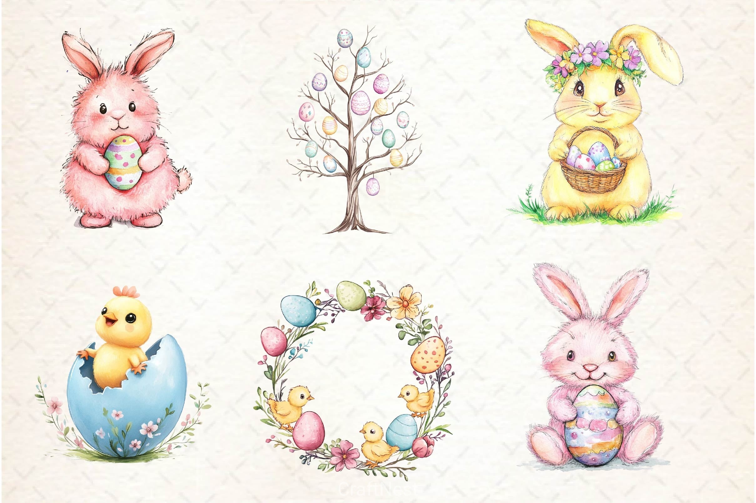 Cute Pastel Easter Clipart Bundle 2 - CraftNest - Digital Crafting and Art