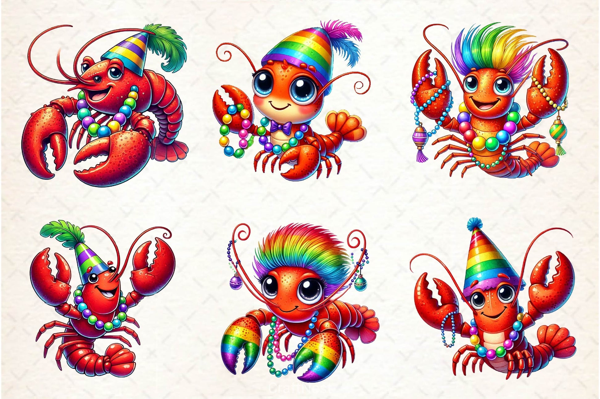 Crawfish Mardi Gras Clipart Bundle - CraftNest - Digital Crafting and Art