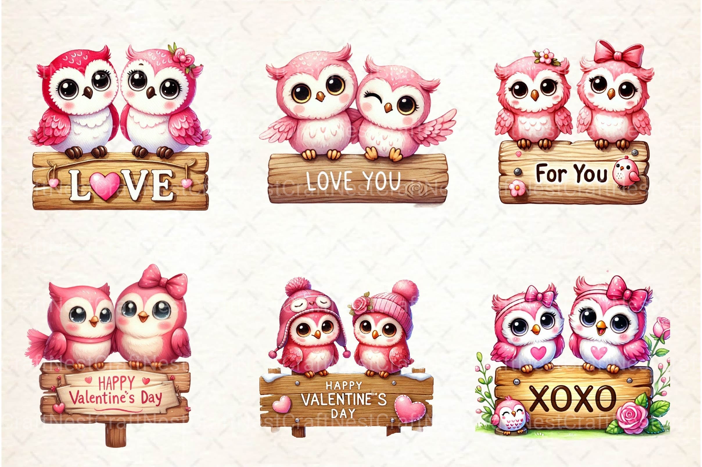 Valentine Couple Owl Clipart Bundle - CraftNest - Digital Crafting and Art