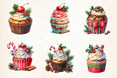 Christmas Cupcake Vintage Cupcake Clipart Bundle - CraftNest - Digital Crafting and Art