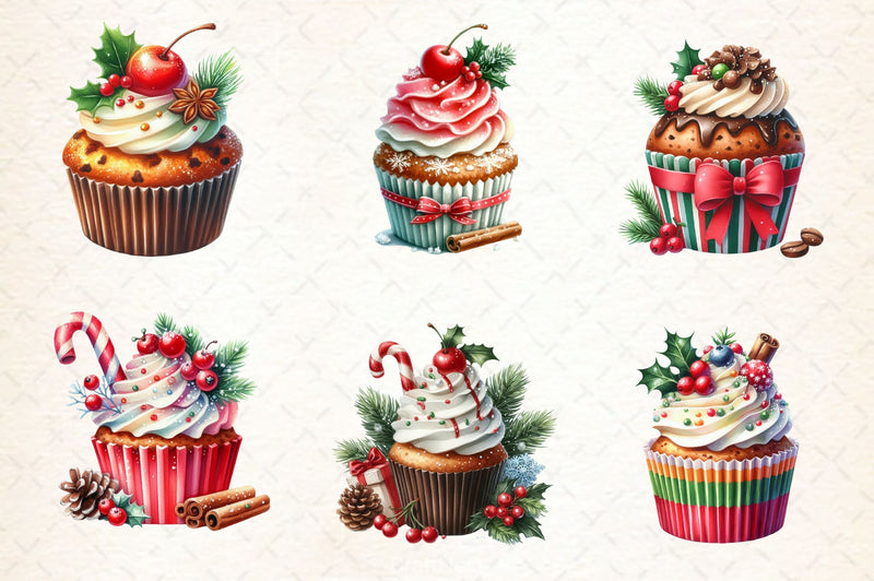 Christmas Cupcake Vintage Cupcake Clipart Bundle - CraftNest - Digital Crafting and Art